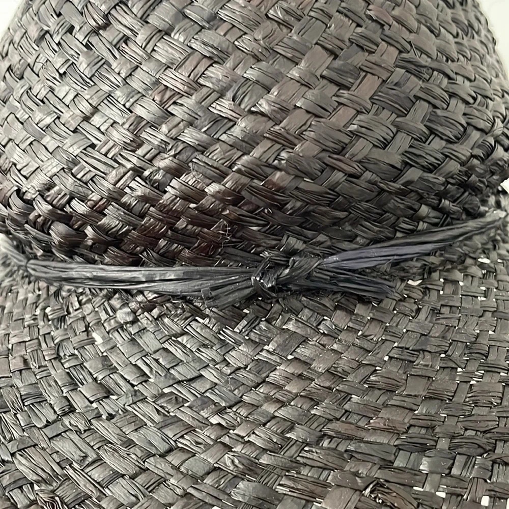 Vineyard vines  Black Raffia Straw Wide-Brimmed Hat + 100% SILK Scarf